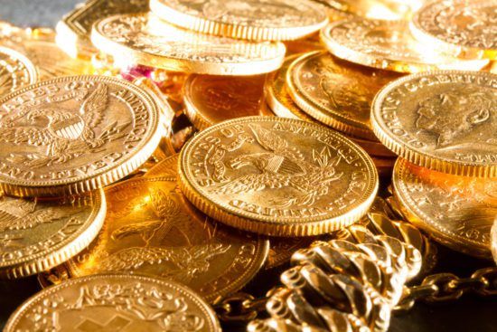 many shiny gold coins