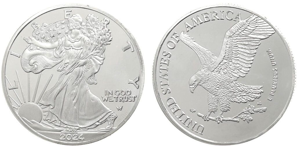 Silver Am Dollar 2024 side by side