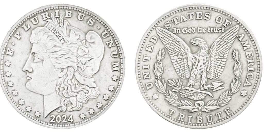 Silver Morgan Dollar 2024 side by side