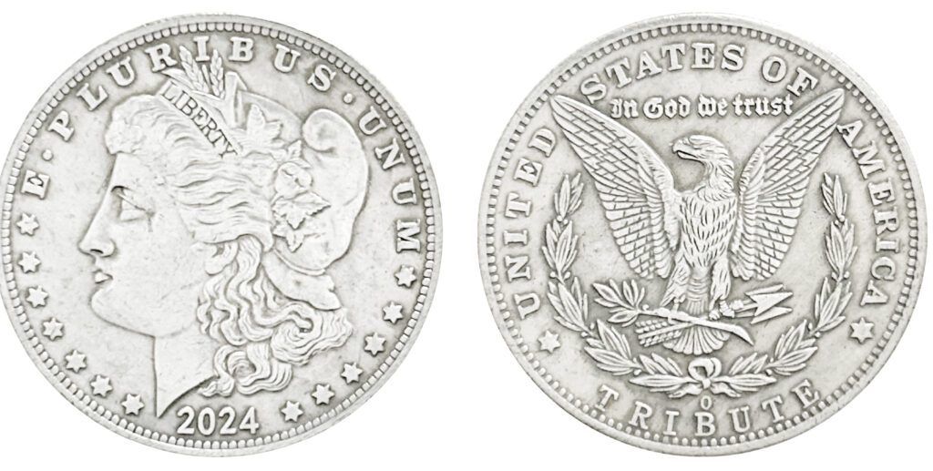 Silver Morgan Dollar 2024 side by side